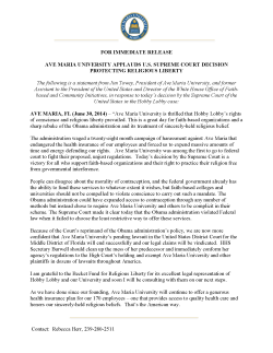 AMU APPLAUDS US SUPREME COURT DECISION 6-30-2014 final